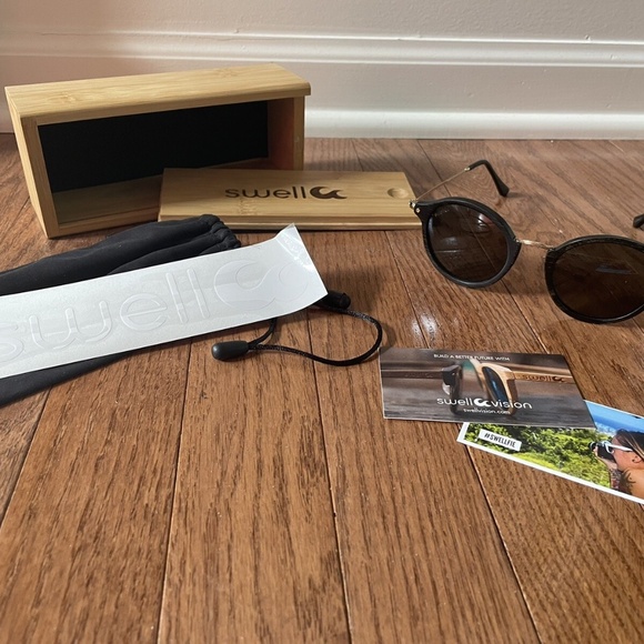 Swell Sunglasses Swell Coco Black Bamboo Sunglasses NWT - Picture 10 of 12